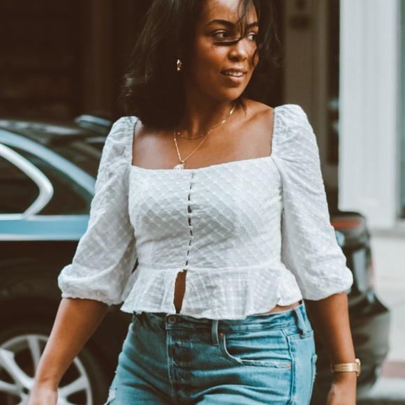 forever 21 white peasant top